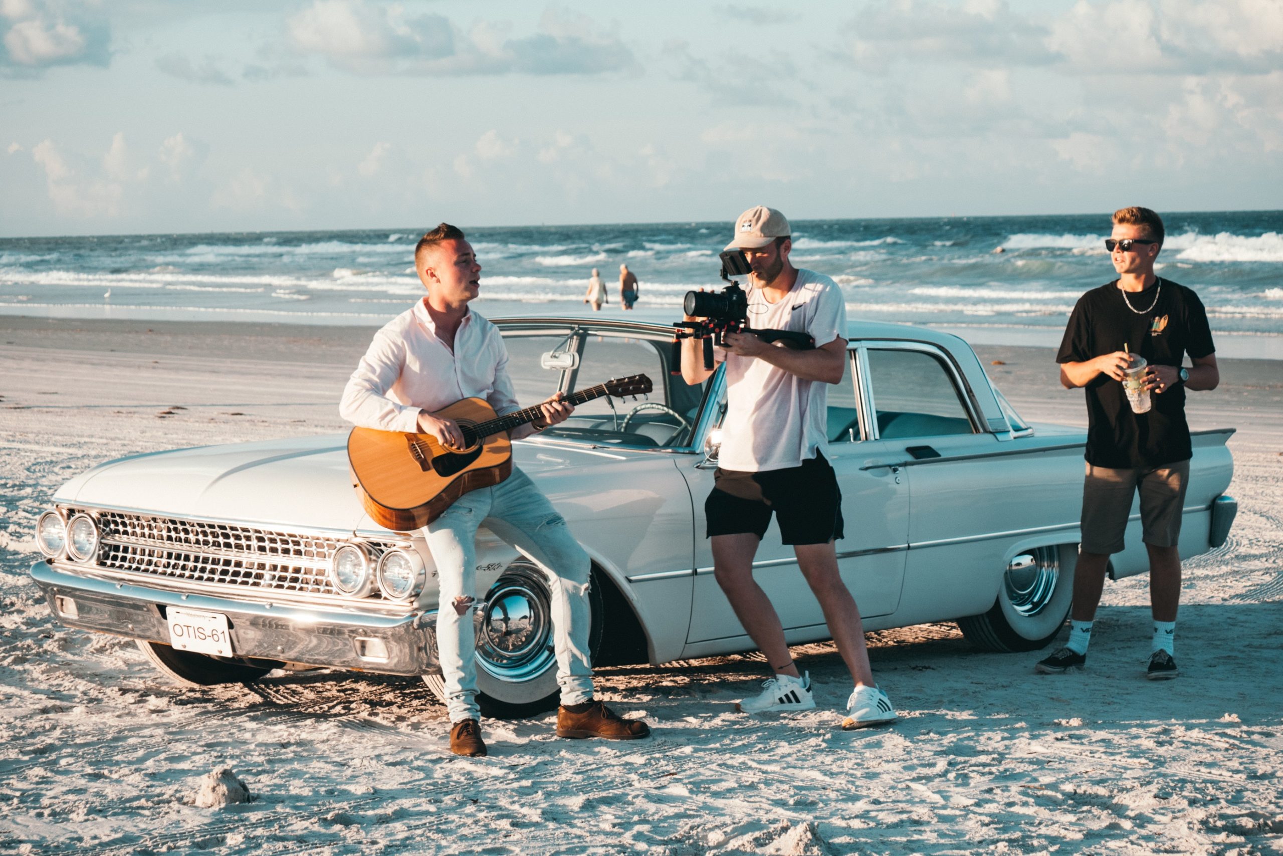 video shoot on a sunny beach